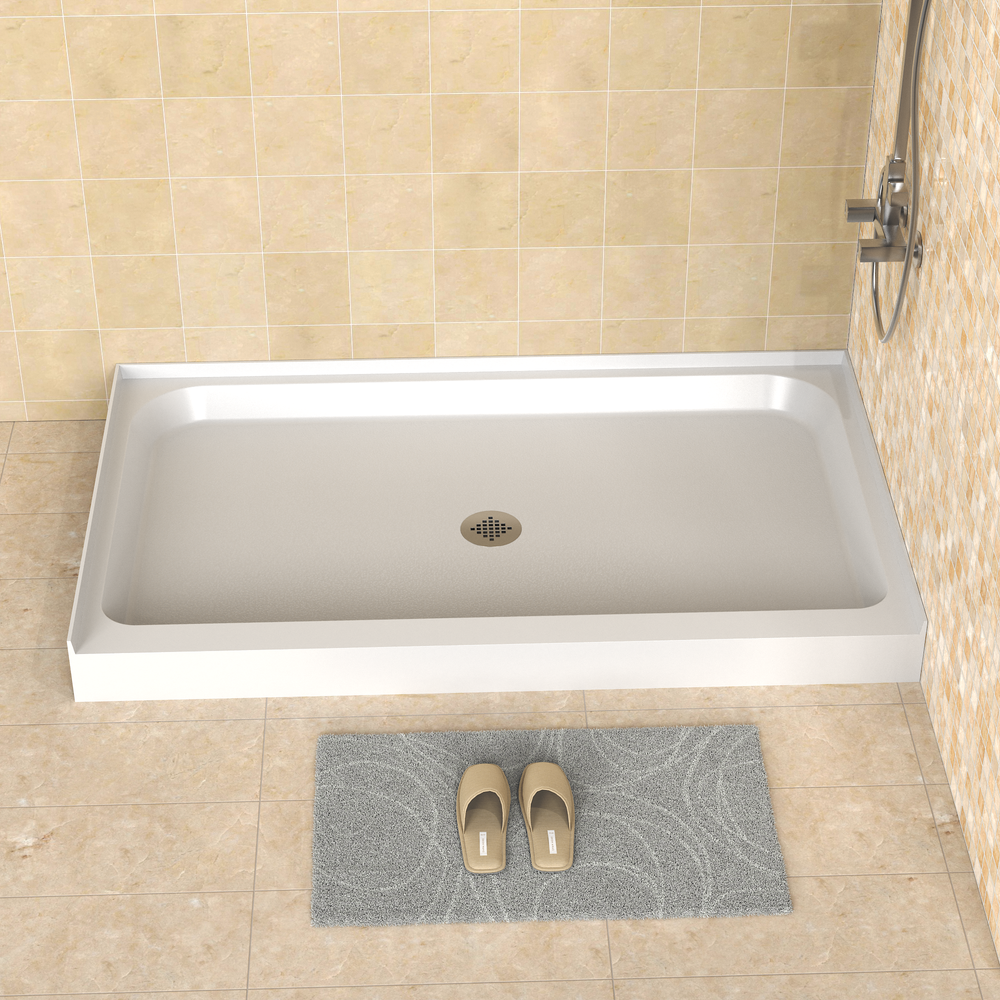 60'' x 30'' Acrylic Shower Base With Center Drain, Glossy Finish