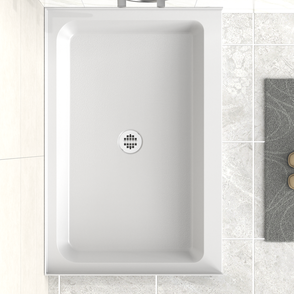 48'' x 32'' Acrylic Shower Base With Center Drain, Glossy Finish