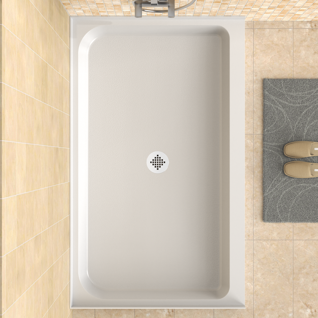 60'' x 30'' Acrylic Shower Base With Center Drain, Glossy Finish
