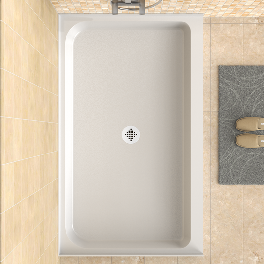 60'' x 30'' Acrylic Shower Base With Center Drain, Glossy Finish