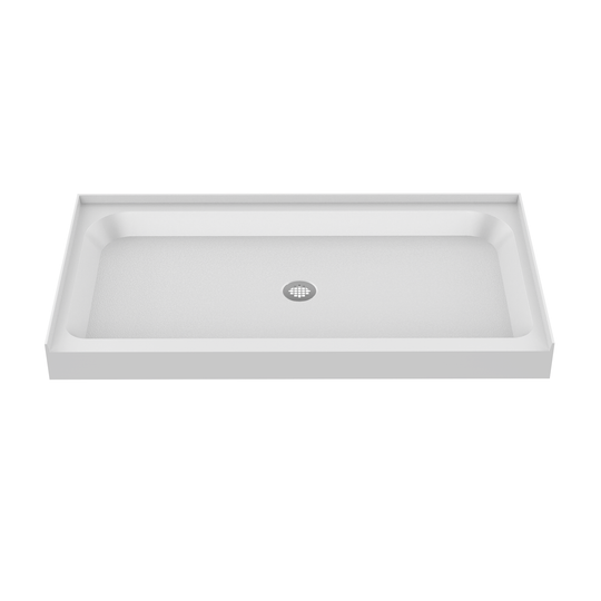 60'' x 32'' Acrylic Shower Base With Center Drain, Glossy Finish