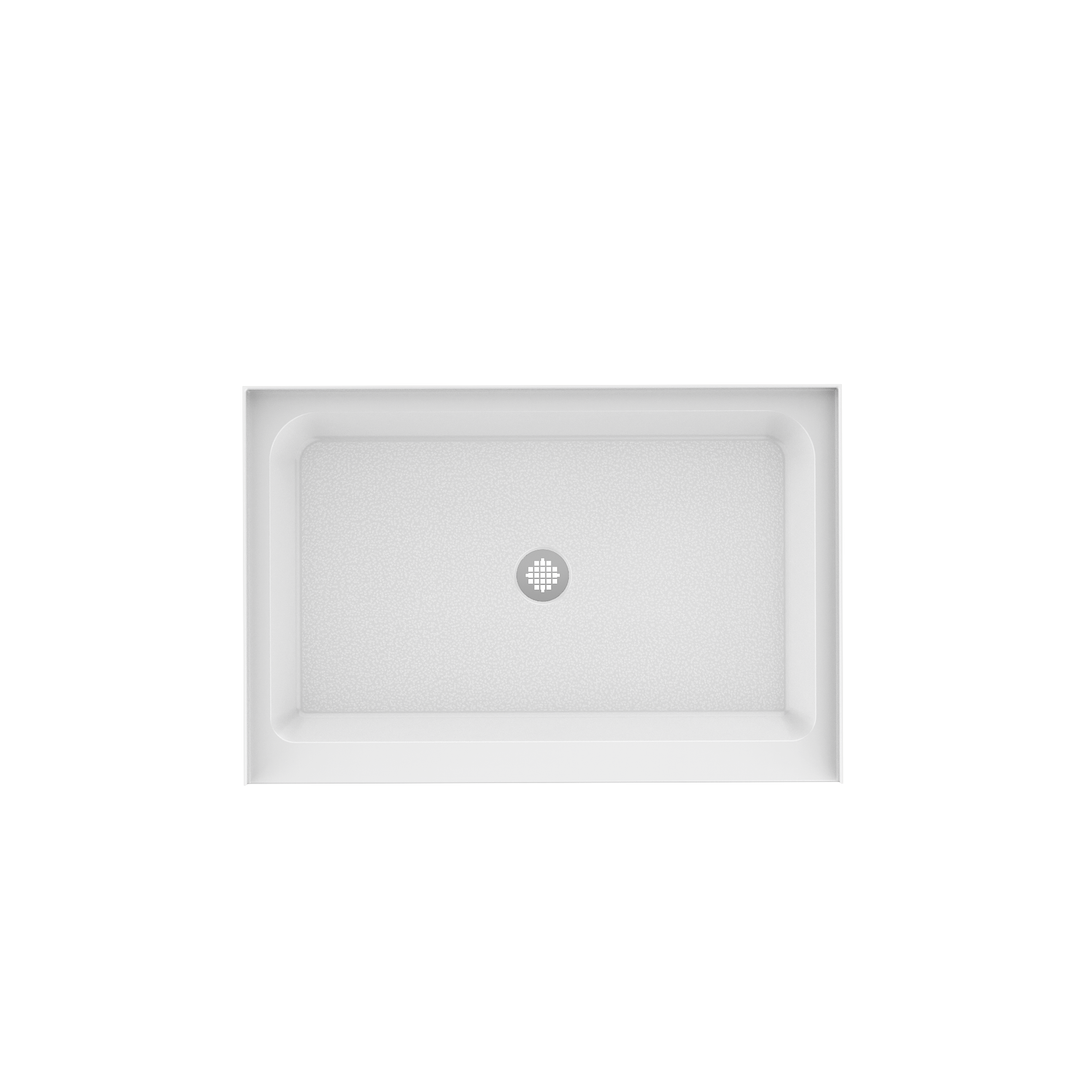 48'' x 32'' Acrylic Shower Base With Center Drain, Glossy Finish