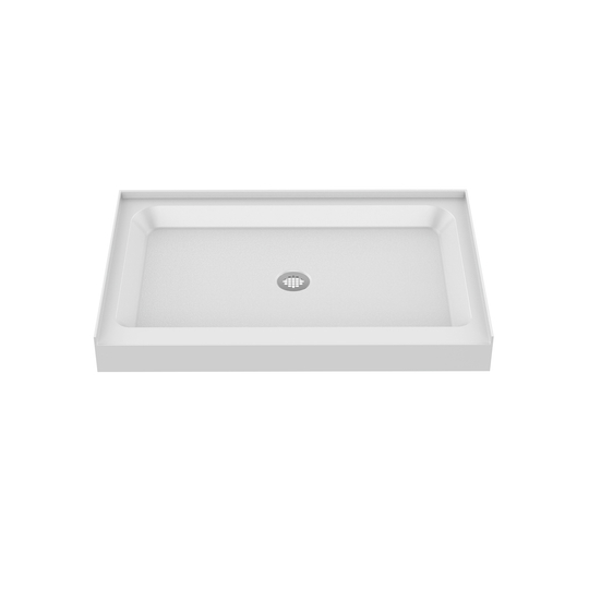 48'' x 32'' Acrylic Shower Base With Center Drain, Glossy Finish