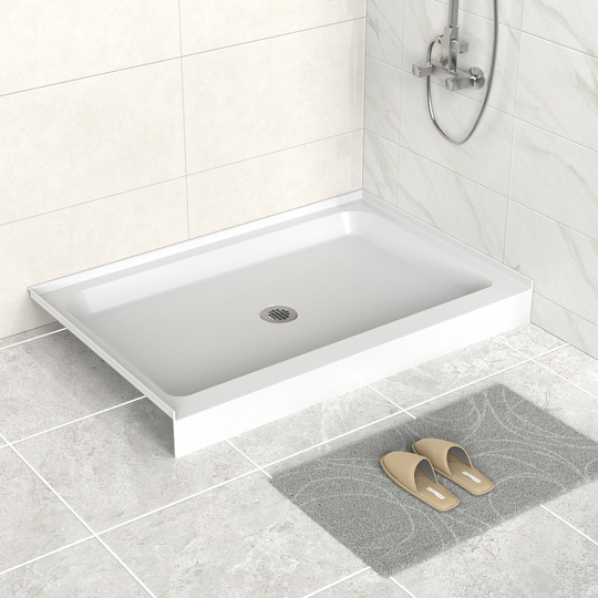 48'' x 32'' Acrylic Shower Base With Center Drain, Glossy Finish