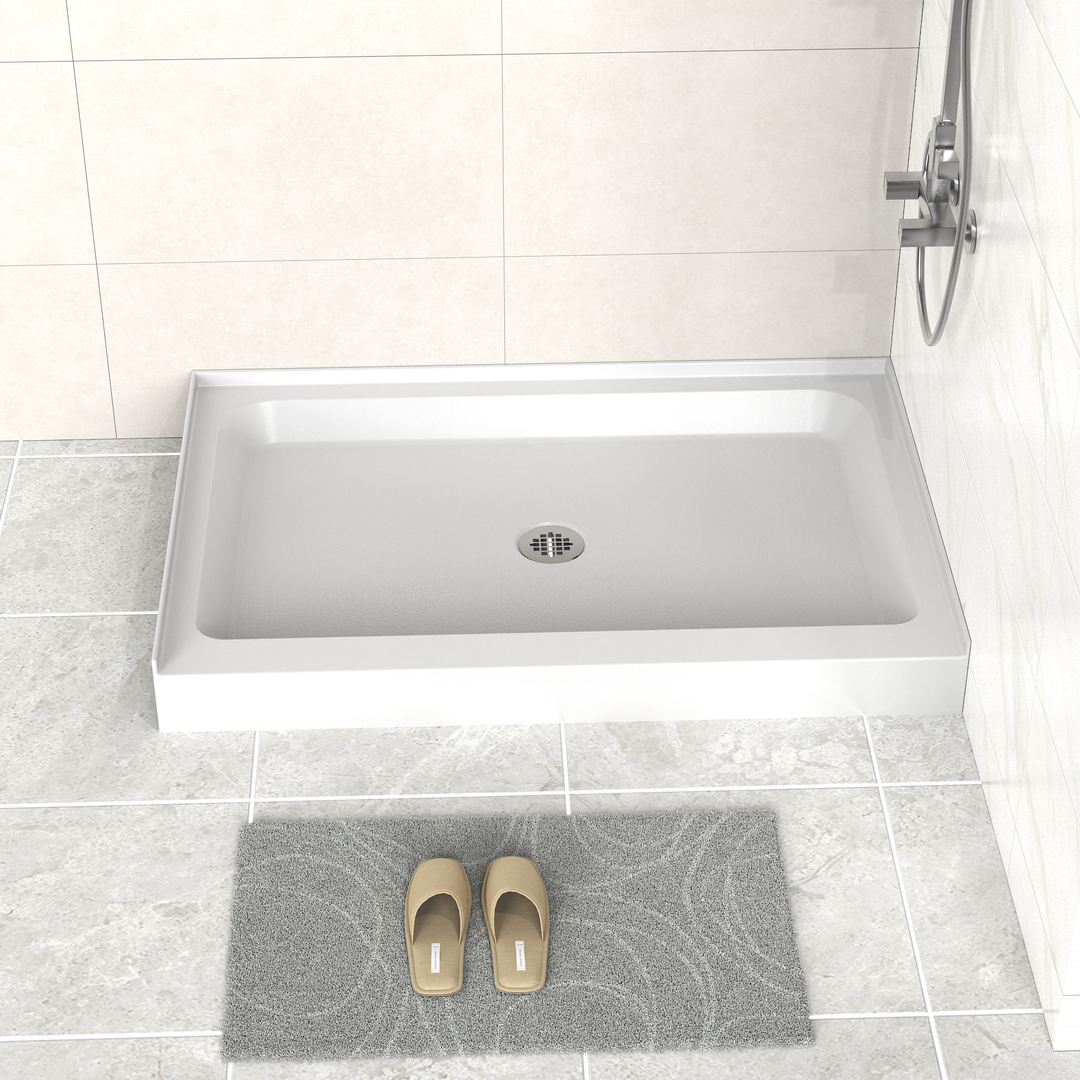 48'' x 32'' Acrylic Shower Base With Center Drain, Glossy Finish