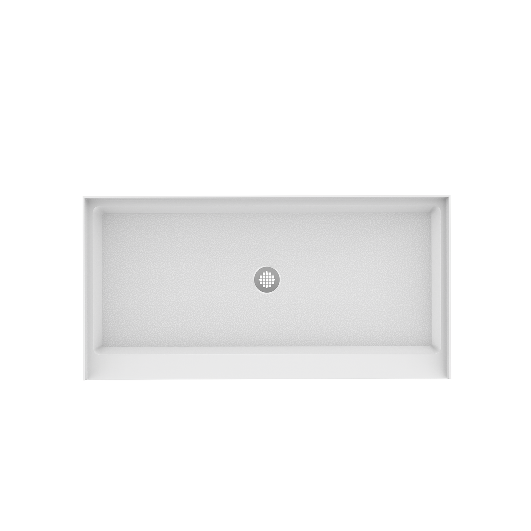 60'' x 30'' Acrylic Shower Base With Center Drain, Glossy Finish