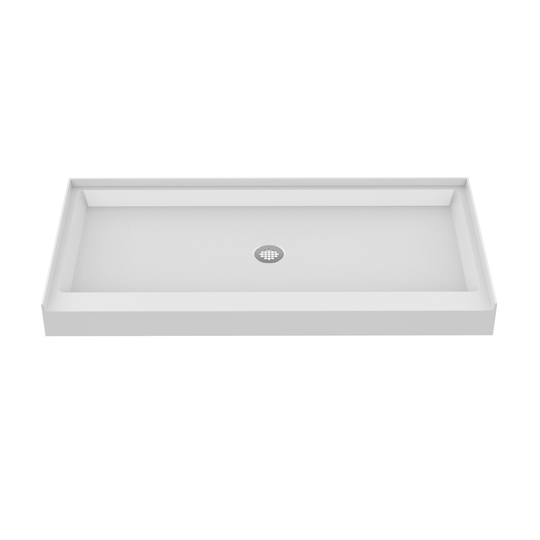 60'' x 30'' Acrylic Shower Base With Center Drain, Glossy Finish
