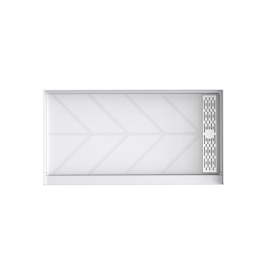 60'' x 32'' Aclove Shower Base with Stainless Steel Linear Drain Cover, Glossy and non-Slip surface