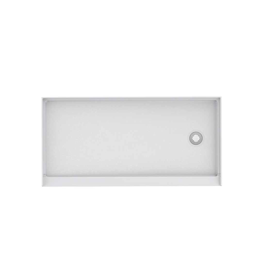 Top view of 60" x 30" SMC Shower Base with right , Glossy, White Surface in white background#color_white